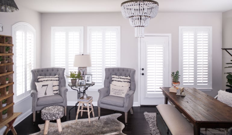 Plantation shutters in a New Brunswick living room
